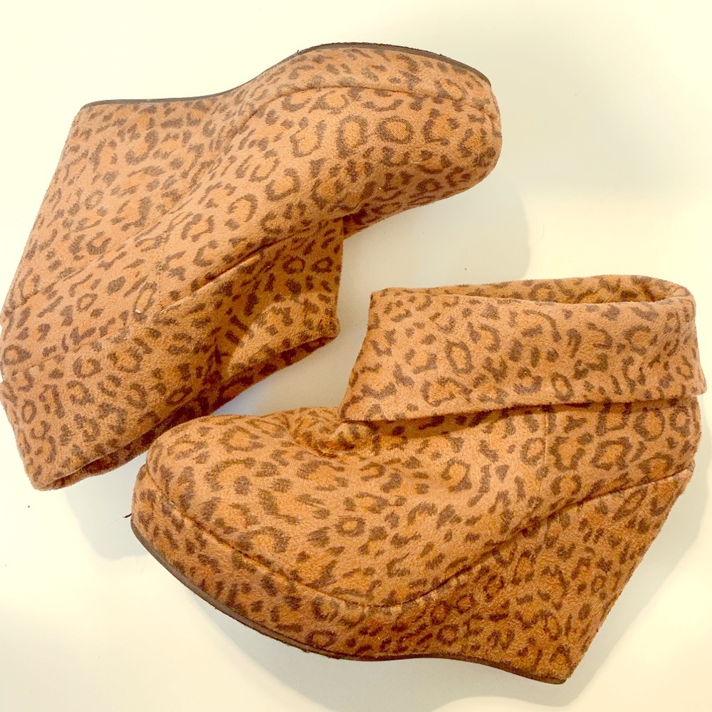Leopard Print Slouchy Wedge Booties